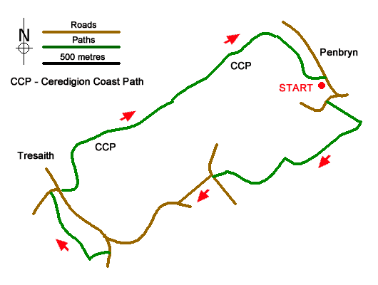 Route Map - Penbryn & Tresaith Walk
