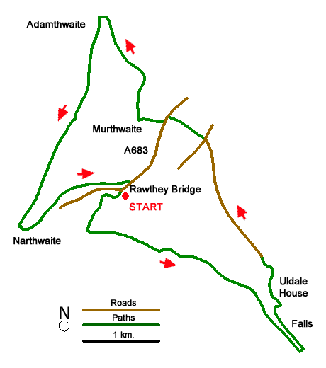 Route Map - Uldale Falls & Wandale Walk