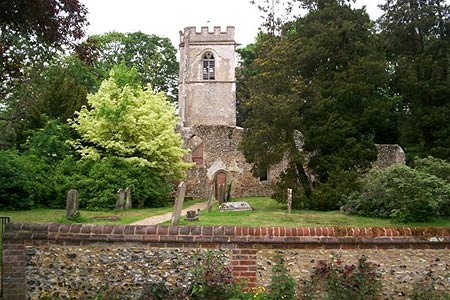 The start of the walk, the old church at Ayot St Lawrence