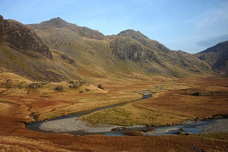 Scafell Pike viewed from upper Eskdale