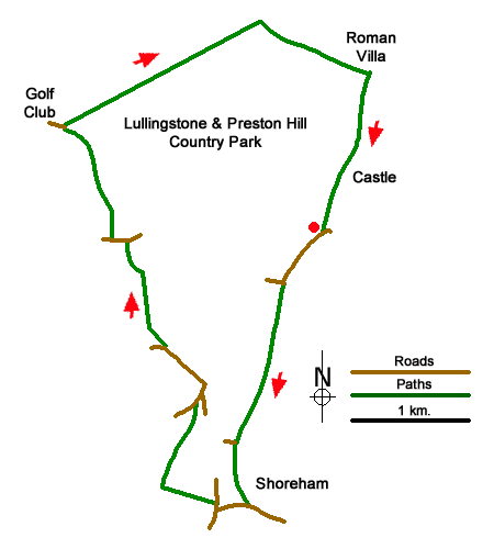 Route Map - Lullingstone & Preston Hill near Shoreham (Kent) Walk