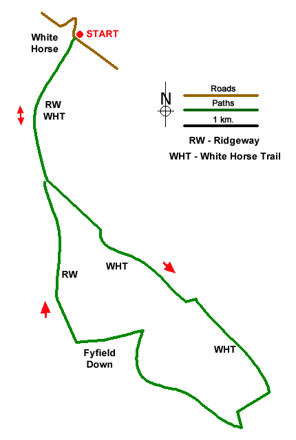 Route Map - Grey Wethers & Fyfield Down from Hackpen White Horse Walk