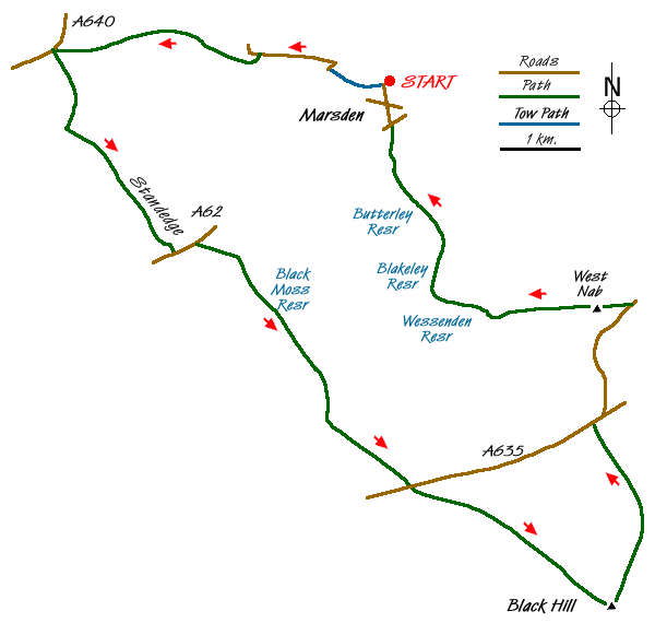 Route Map - Cuckoo Walk & Bacon Butties from Marsden Walk