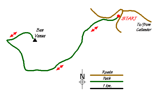 Route Map - Ben Venue from Loch Achray Walk