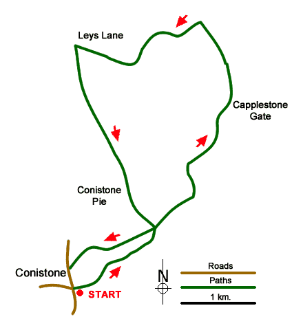 Route Map - Capplestone Gate & Conistone Pie Walk