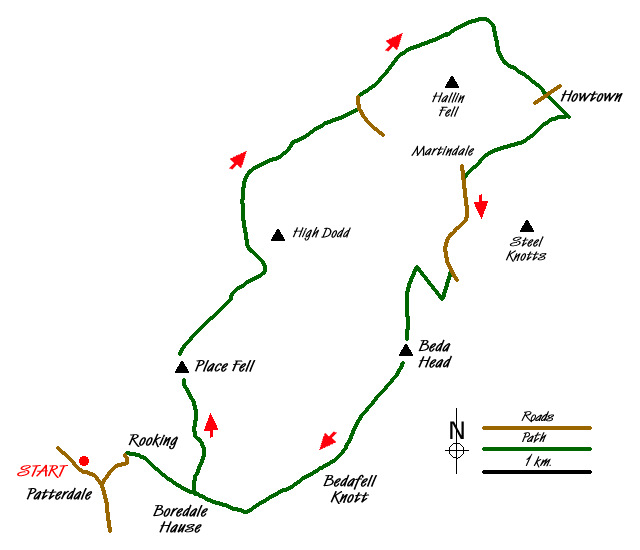 Route Map - Boredale Circular from Patterdale Walk