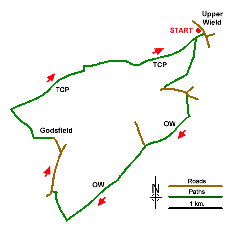 Route Map - Upper Wield & Godsfield Circular Walk