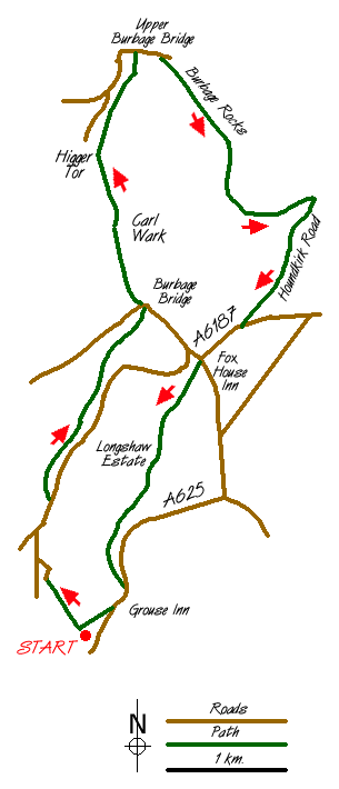Route Map - Higger Tor & the Longshaw Estate Walk