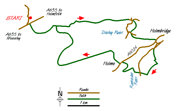 Route Map - Digley & Ramsden Reservoirs from Wessenden Head Walk