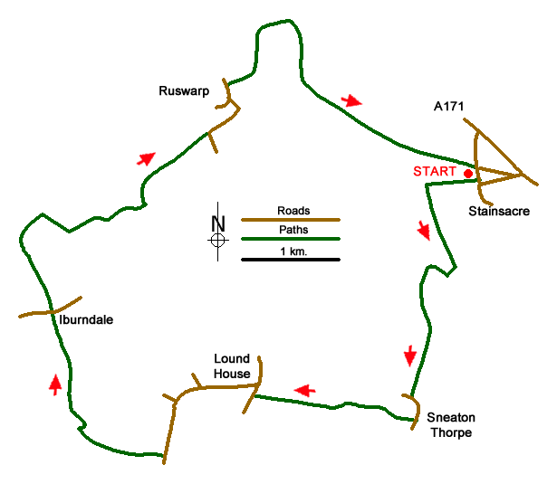 Route Map - Iburndale and the Esk Valley from Stainsacre Walk