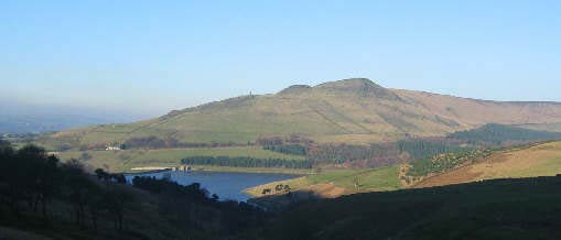 View over Dovestones reservoir to Alderman Hill and Pots & Pans