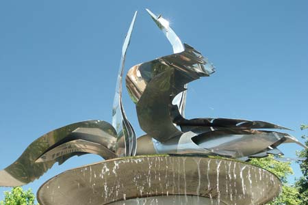 Stainless steel sculpture outside Royal Shakespeare theatre