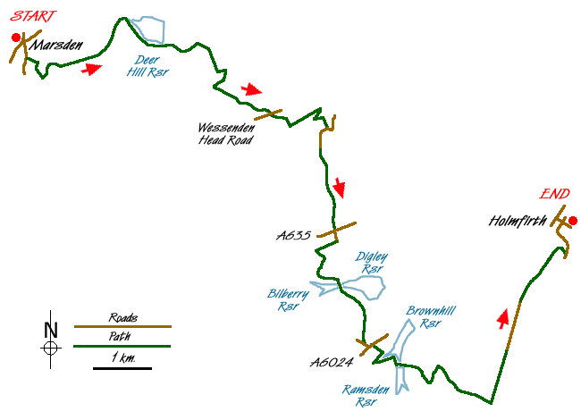 Route Map - Boundary Walk from Marsden Walk
