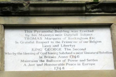 Wentworth Woodhouse - Inscription at Hoober Stand