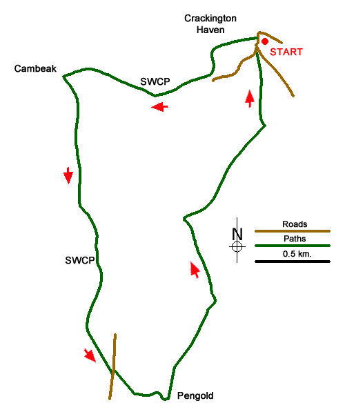 Route Map - Cambeak & Crackington Haven Walk