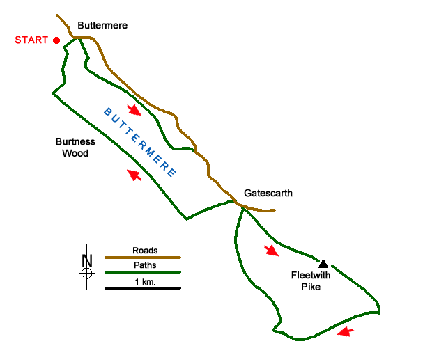 Route Map - Fleetwith Pike and Buttermere Circular Walk