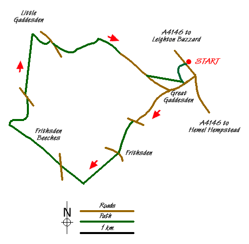 Route Map - Circular from Great Gaddesden to Little Gaddessden Walk