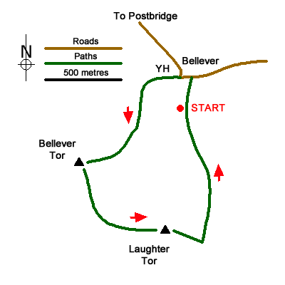 Route Map - Laughing Tors Walk