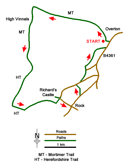 Route Map - High Vinnals & Richard's Castle
 Walk