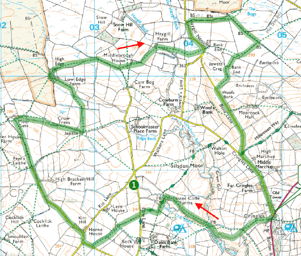 Route Map - Below Silsden Moor Walk