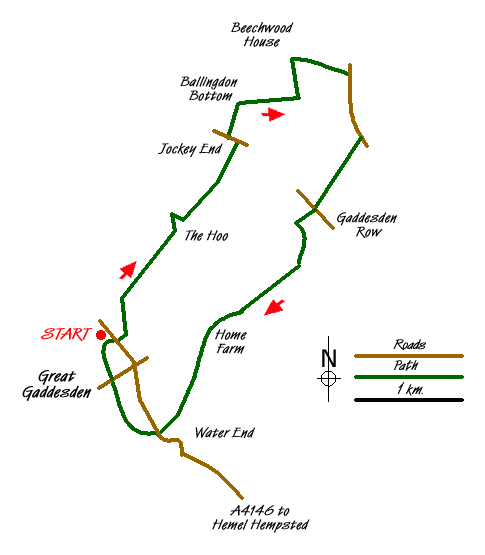 Route Map - Mansions & Parklands from Great Gaddesden Walk
