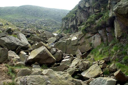 Rocky Wildboar Clough leads to the Wain Stones