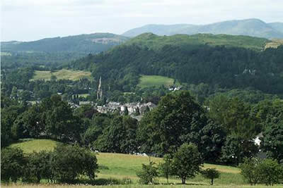 Ambleside seen from the rising path heading to Scandale