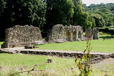 The ruins of Hailes Abbey seen from 