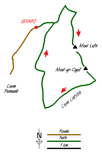Route Map - Moel Lefn & Moel yr Ogof Walk