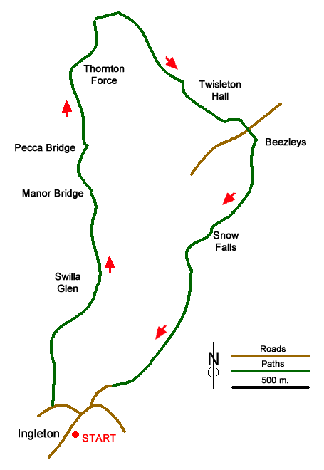Route Map - Ingleton Waterfalls Walk Walk