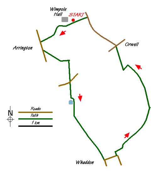 Route Map - Wimpole Park and Whaddon Walk