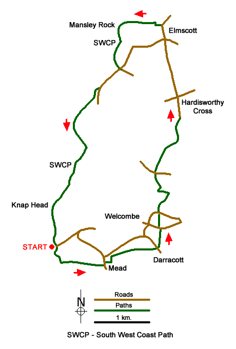 Route Map - Knap Head to Mansley Cliff Walk
