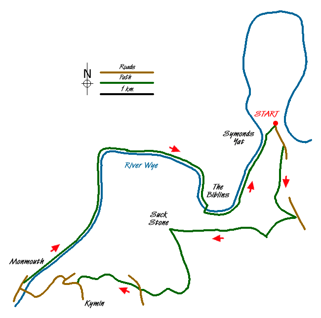 Route Map - Symonds Yat, High Meadow Woods & Wye Valley Walk