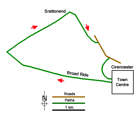Route Map - Cirencester & Stratton Circular Walk