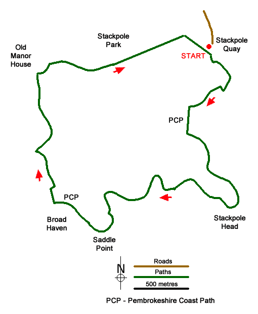 Route Map - The Stackpole Estate from Stackpole Quay Walk