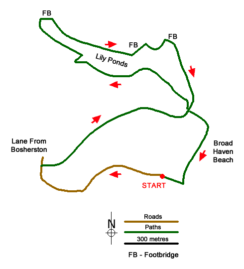 Route Map - Bosherston Lily Ponds Walk