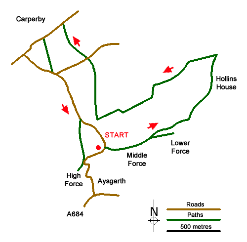 Route Map - Aysgarth Falls and Caperby Walk