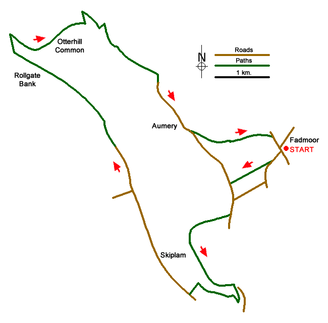 Route Map - Rollgate Bank & Aumery Park from Fadmoor Walk