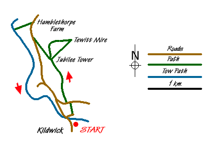 Route Map - Farnhill Moor from Kildwick Walk