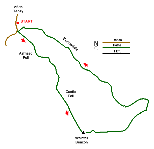Route Map - Whinfell Beacon & Borrowdale Walk