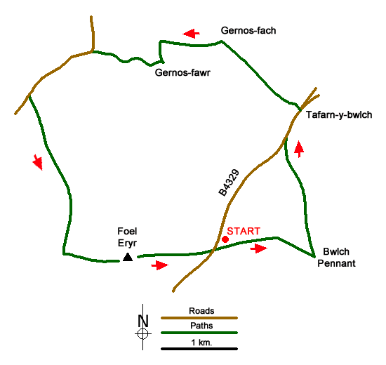 Route Map - Foel Eryr Circular, Preseli Hills Walk
