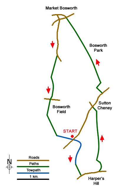 Route Map - Sutton Cheney & Market Bosworth Walk