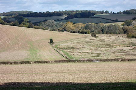 View where the Chiltern Way leads downhill towards Missenden Road