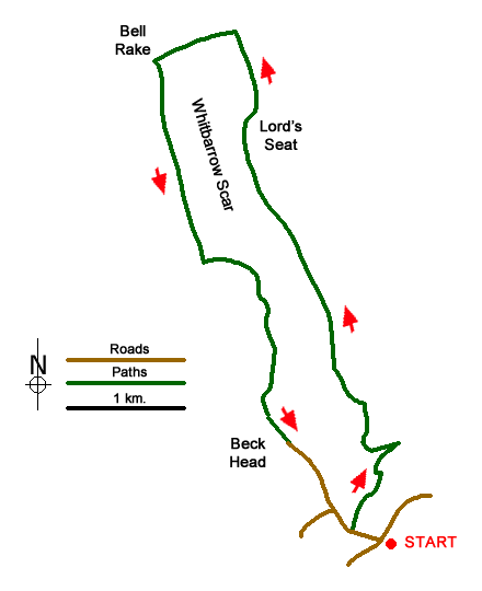 Route Map - Whitbarrow Scar from Mill Side Walk