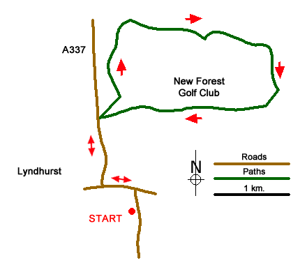Route Map - Lyndhurst Circular (short) Walk
