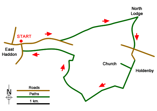 Route Map - Holdenby from East Haddon Walk
