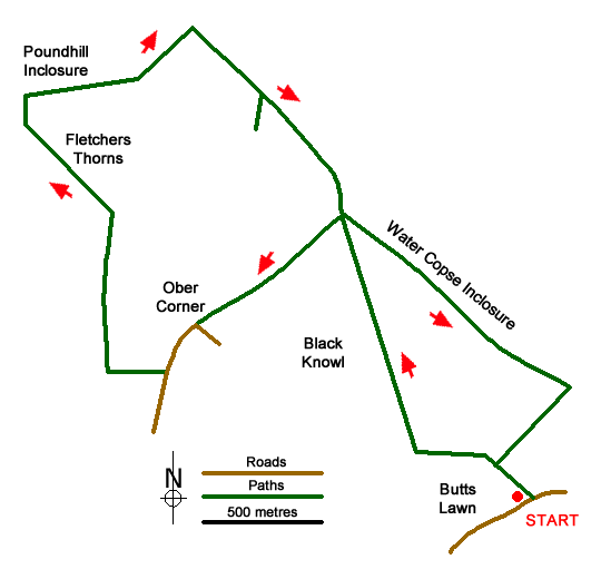 Route Map - Brockenhurst, Black Knowl & Ober Water Walk