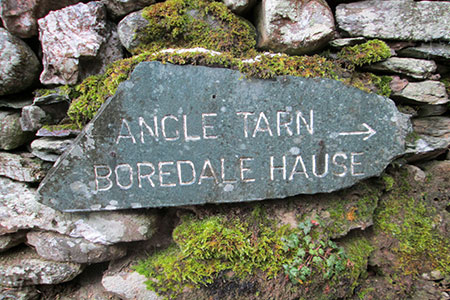 Sign for Angle Tarn and Boredale Hause.