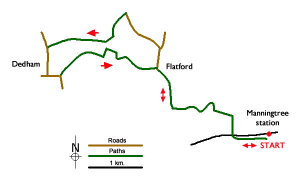 Route Map - Manningtree, Flatford Mill and Dedham Walk