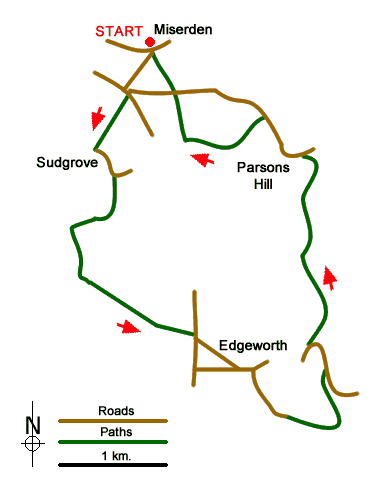 Route Map - Sudgrove & Edgeworth from Miserden Walk